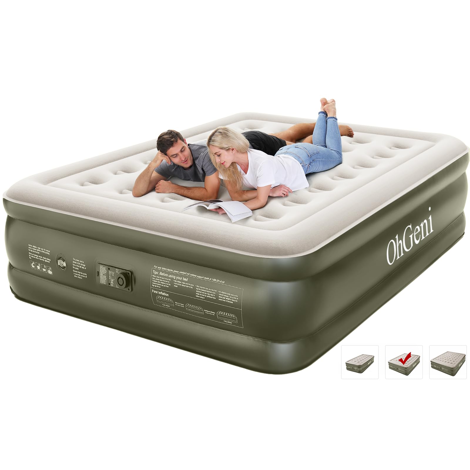 Colchón de Aire Queen OhGeni con Bomba Incorporada, Colchón
