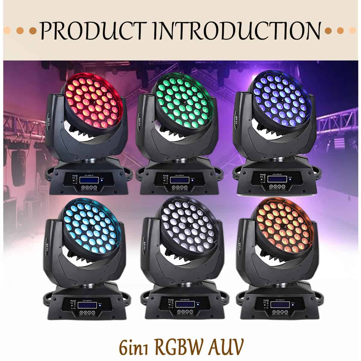 TiTiBoy LED Wash Zoom Moving Head Stage Light DMX 36x18w - Imagen 6