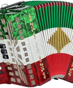 Acordeón SofiaMari NSM3412: 34 Botones, -Rojo/Blanco/Verde