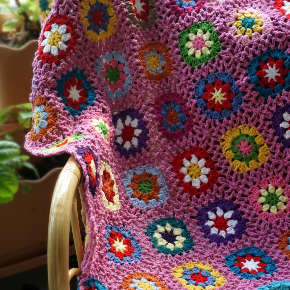 Manta de Ganchillo Hecha a Mano Estilo Mantón Abuela Regalo - Imagen 4