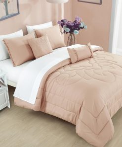 ESCA Juego de Edredón de 9 Piezas Jovana Rosa Rubor y Juego