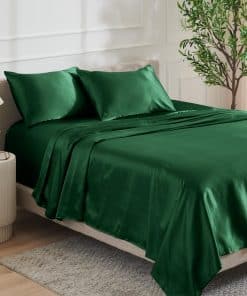 Juego de sábanas de poli satén de lujo -Verde Bosque