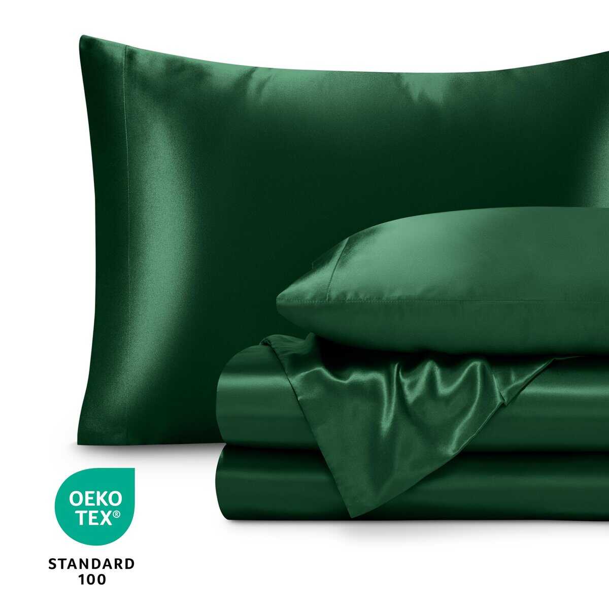 Juego de Sábanas de Lujo de Satén de -Verde Bosque - Imagen 7