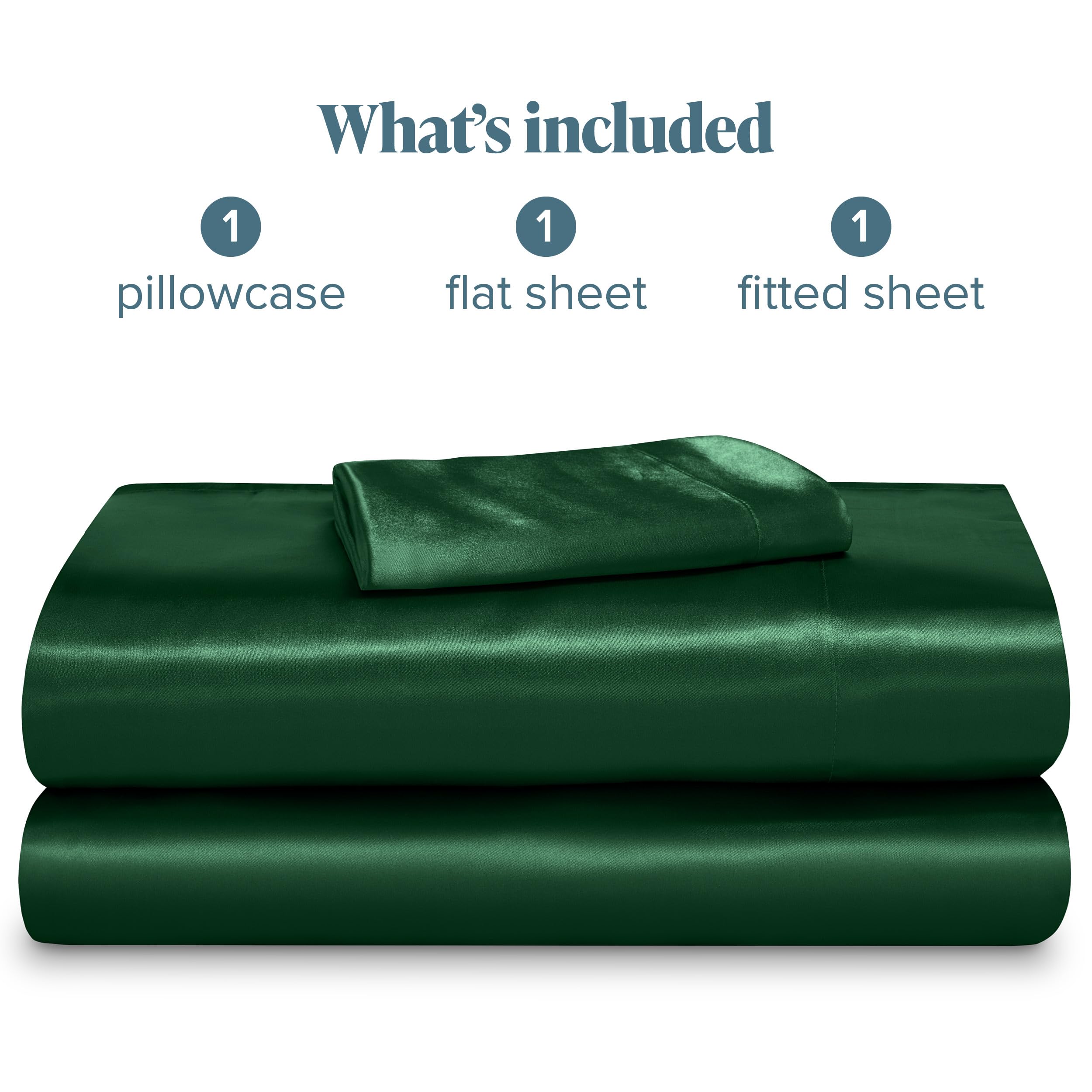 Juego de sábanas de lujo de poli satén -Verde Bosque - Imagen 8