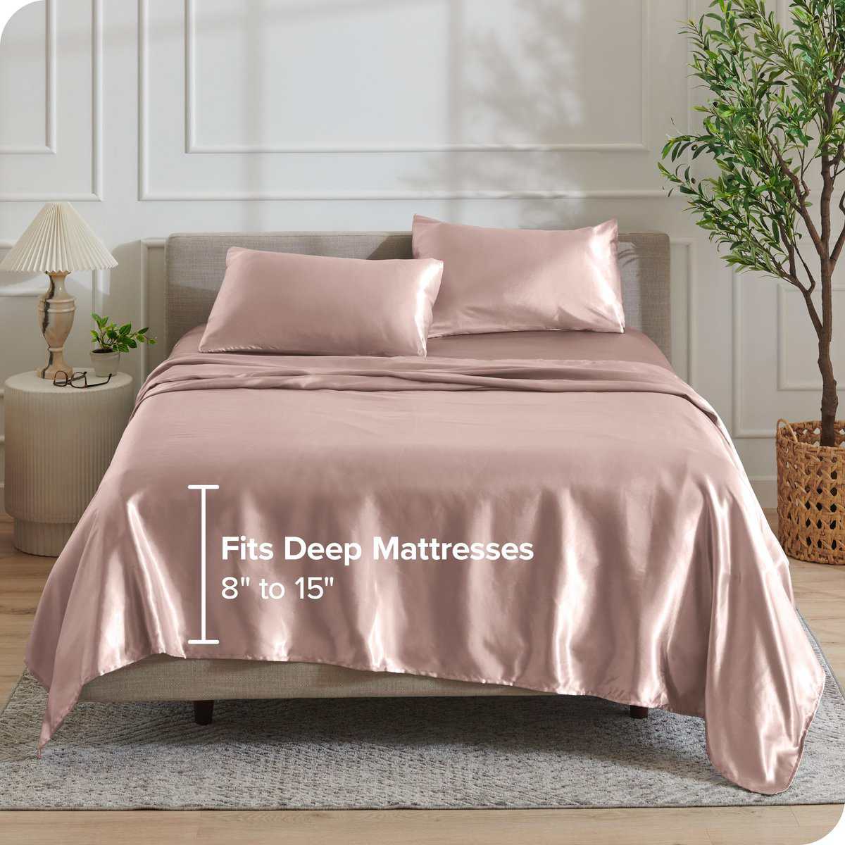 Juego de sábanas de lujo de poliéster satinado Bare Home - Imagen 6