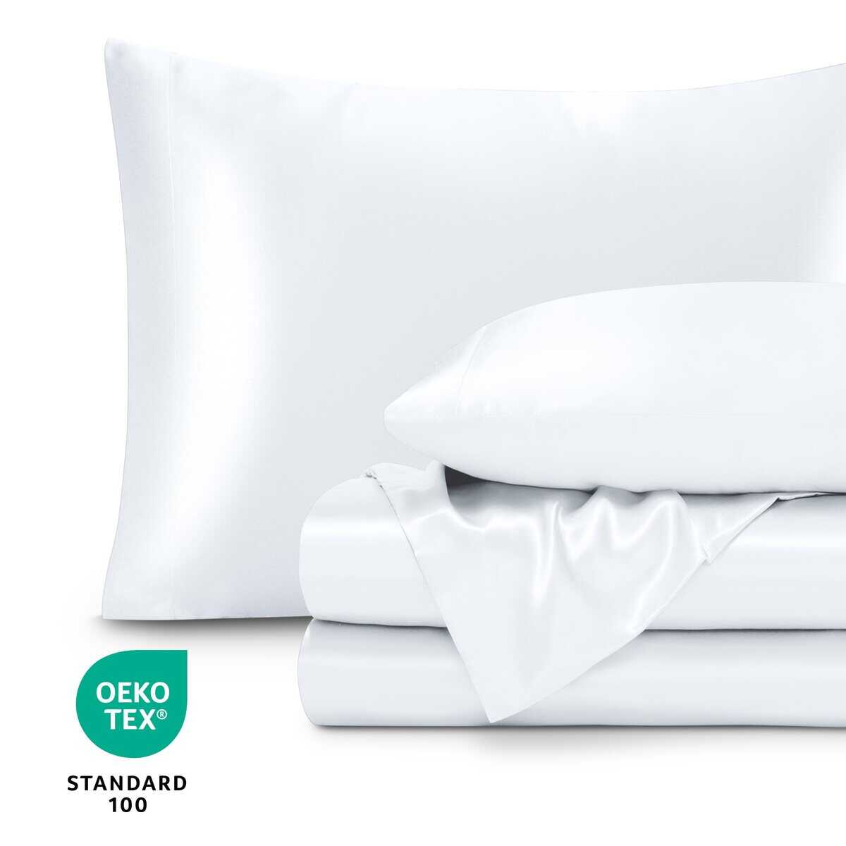 Juego de sábanas de poliéster de lujo -Blanco - Imagen 7