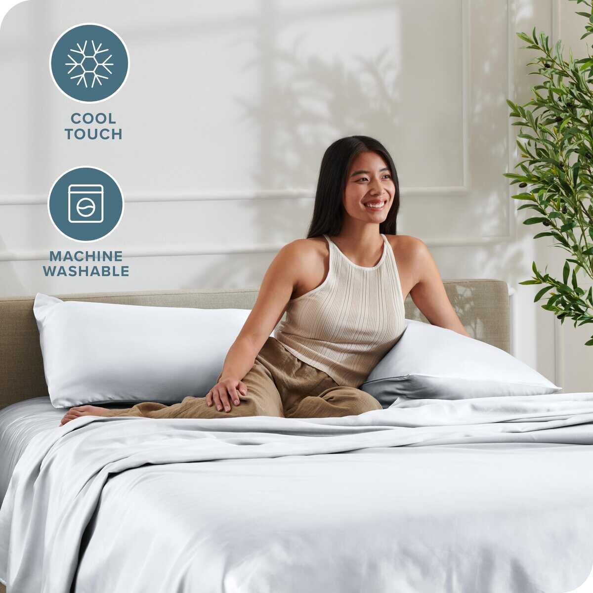 Juego de sábanas de poliéster de lujo -Blanco - Imagen 5