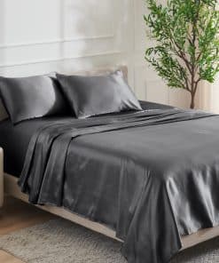 Juego de Sábanas de Poli Satén de Lujo -Gris