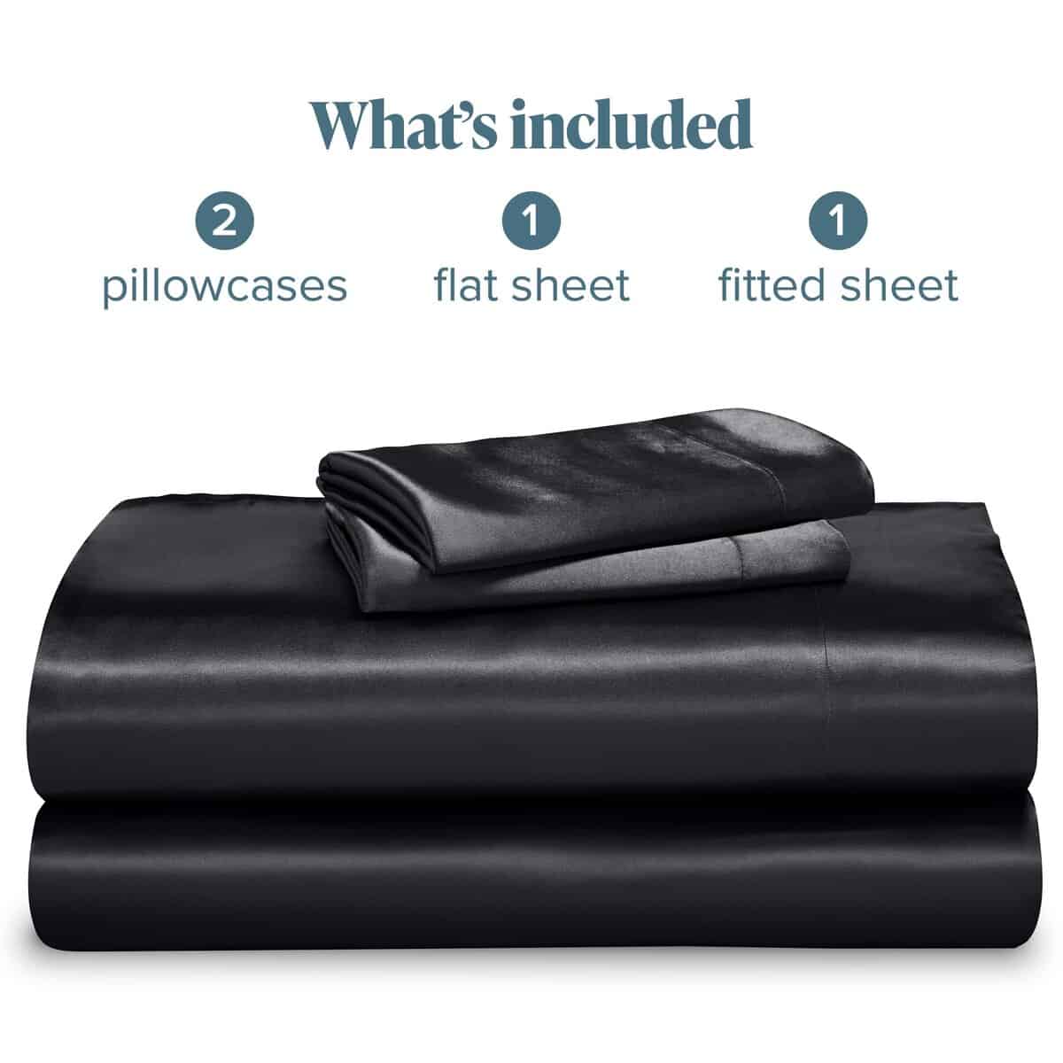 Juego de sábanas de poliéster de lujo -Negro - Imagen 8