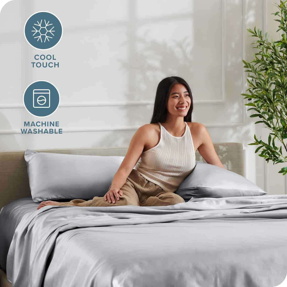 Juego de sábanas de satén de poliéster de lujo Bare Home - Imagen 5