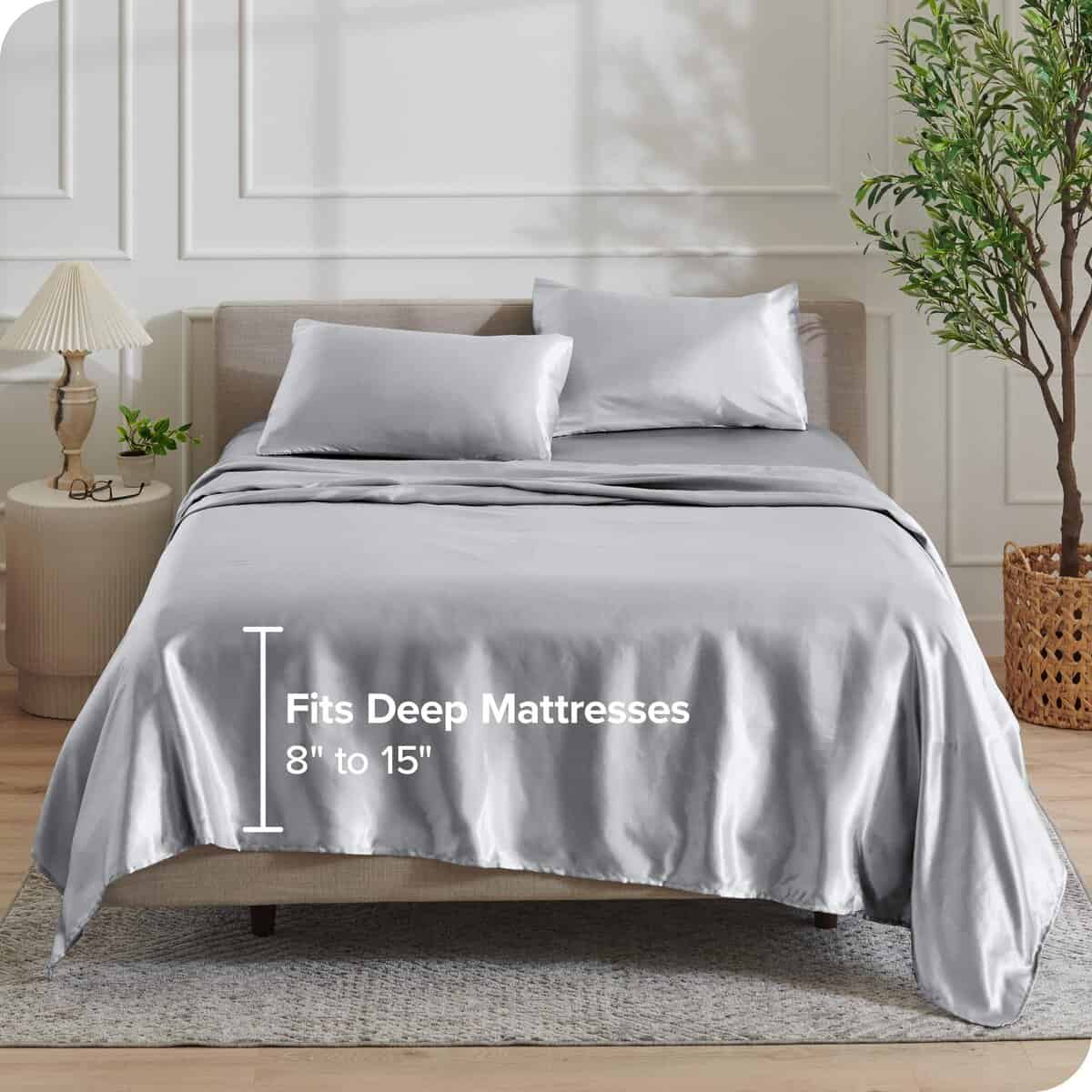 Juego de sábanas de satén de poliéster de lujo Bare Home - Imagen 6