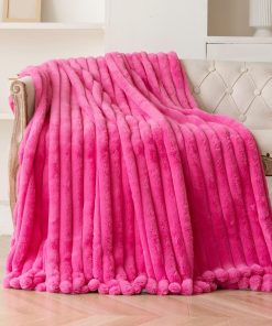 Manta de Lana de Imitación Color Rosa Intenso DANSICUINI