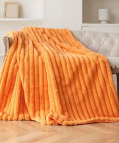 DANSICUINI Manta de piel sintética naranja para sofá,