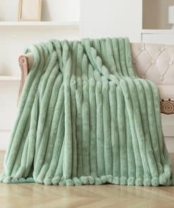 DANSICUINI Manta de Tiro de Piel Sintética Verde Salvia