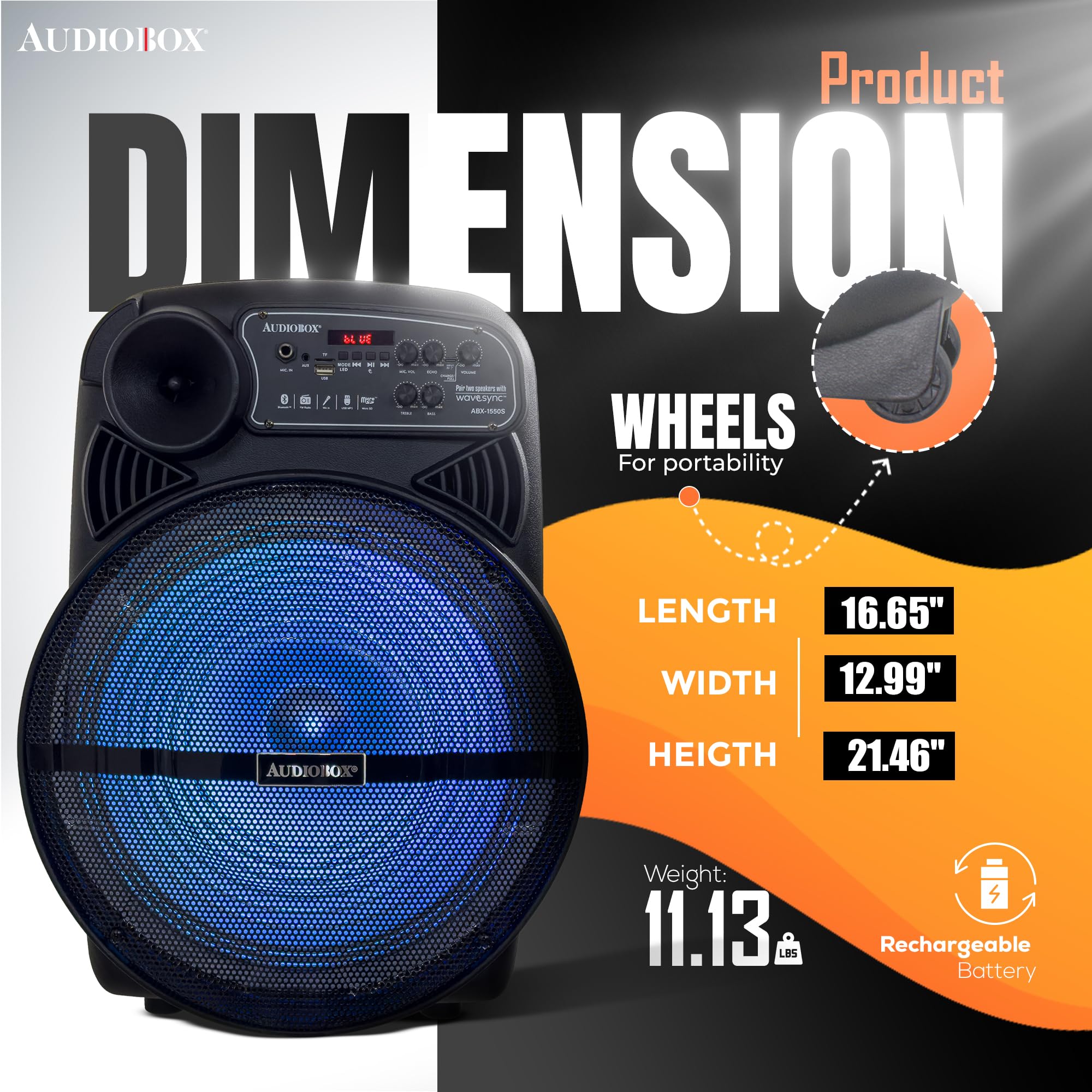 Audiobox ABX-1550S Bocina Portátil de Fiesta de 15" con - Imagen 5