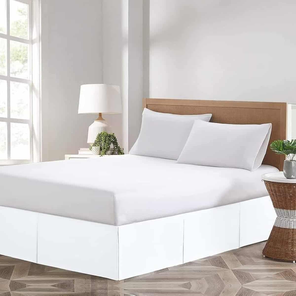 Faldón de Cama de Esquina Dividida Premium 850TC Blanco