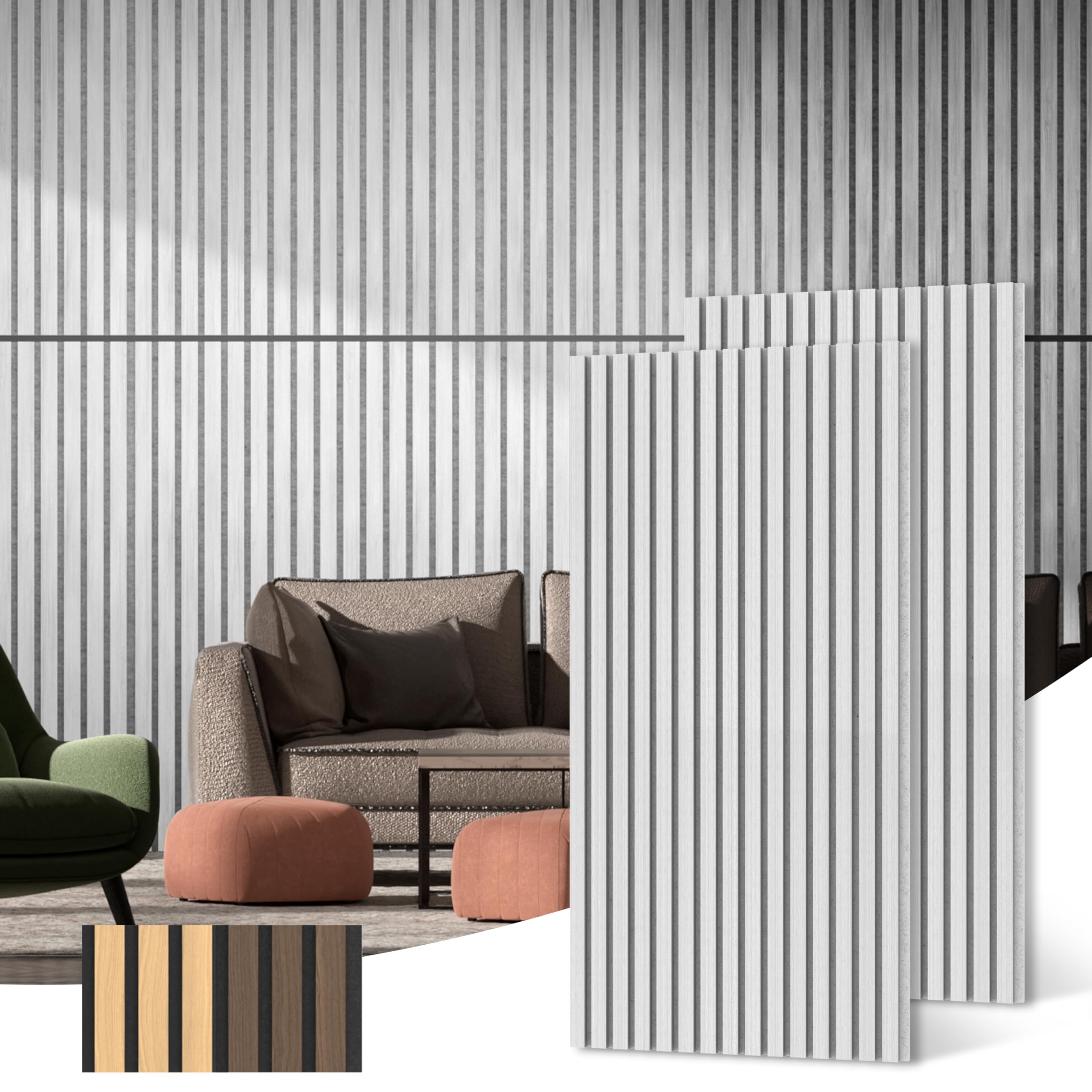 Paneles de Pared de Madera Acústica, Paquete de 2 45.3" x