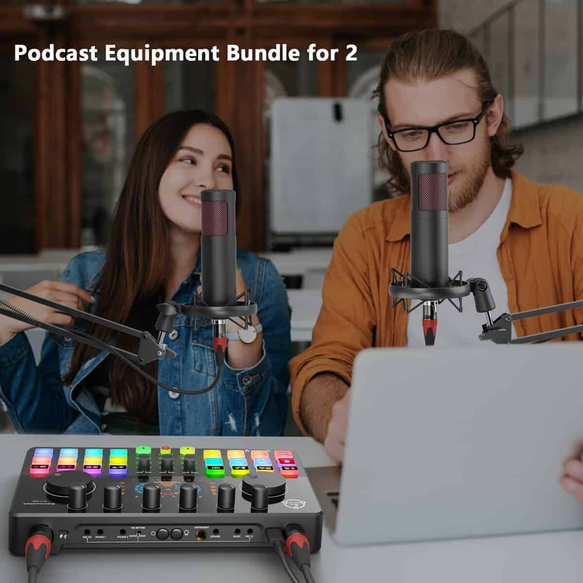 Paquete de Equipo de Podcast para 2, Mezcladora de DJ de - Imagen 3