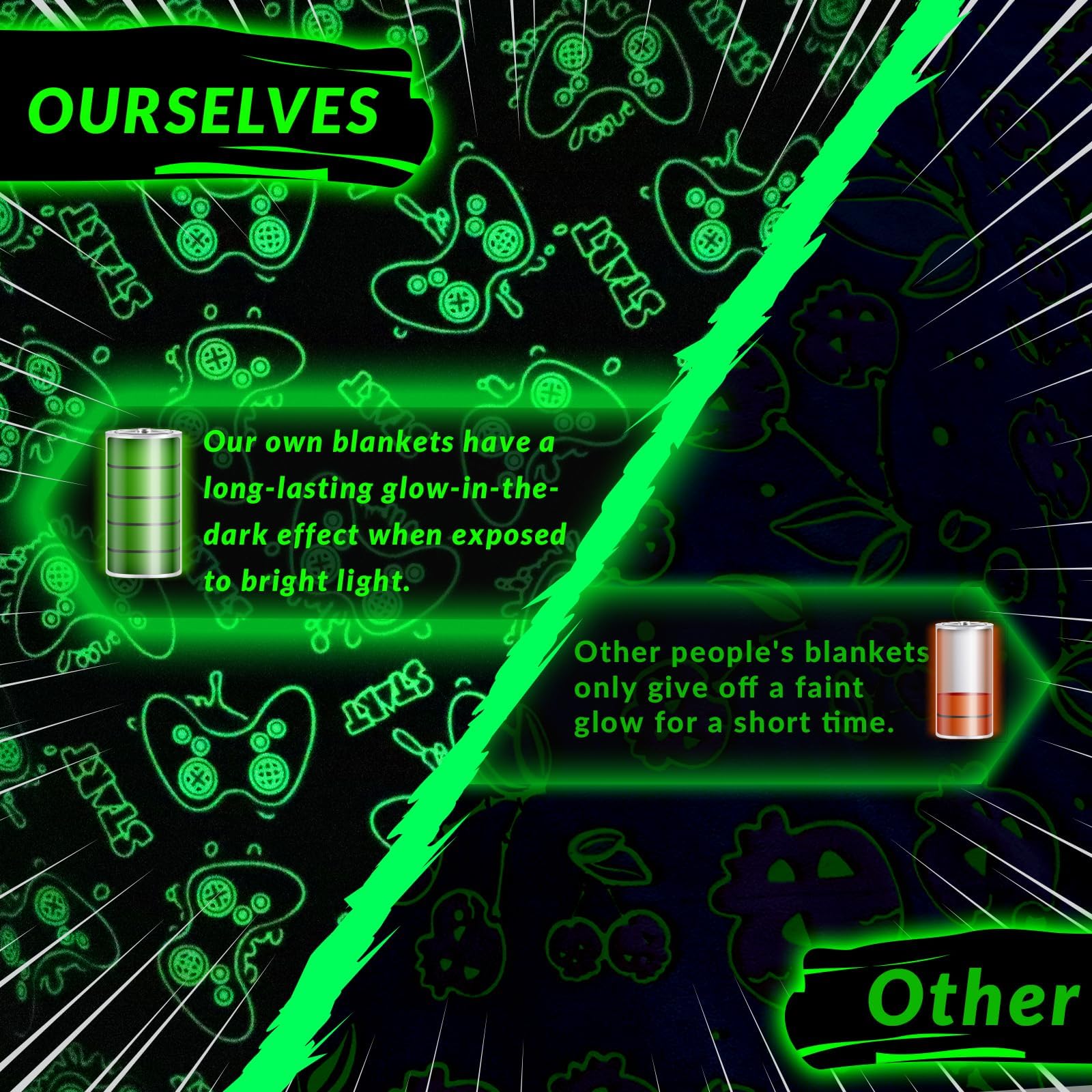 Manta de Juego que Brilla en la Oscuridad Controlador de - Imagen 6