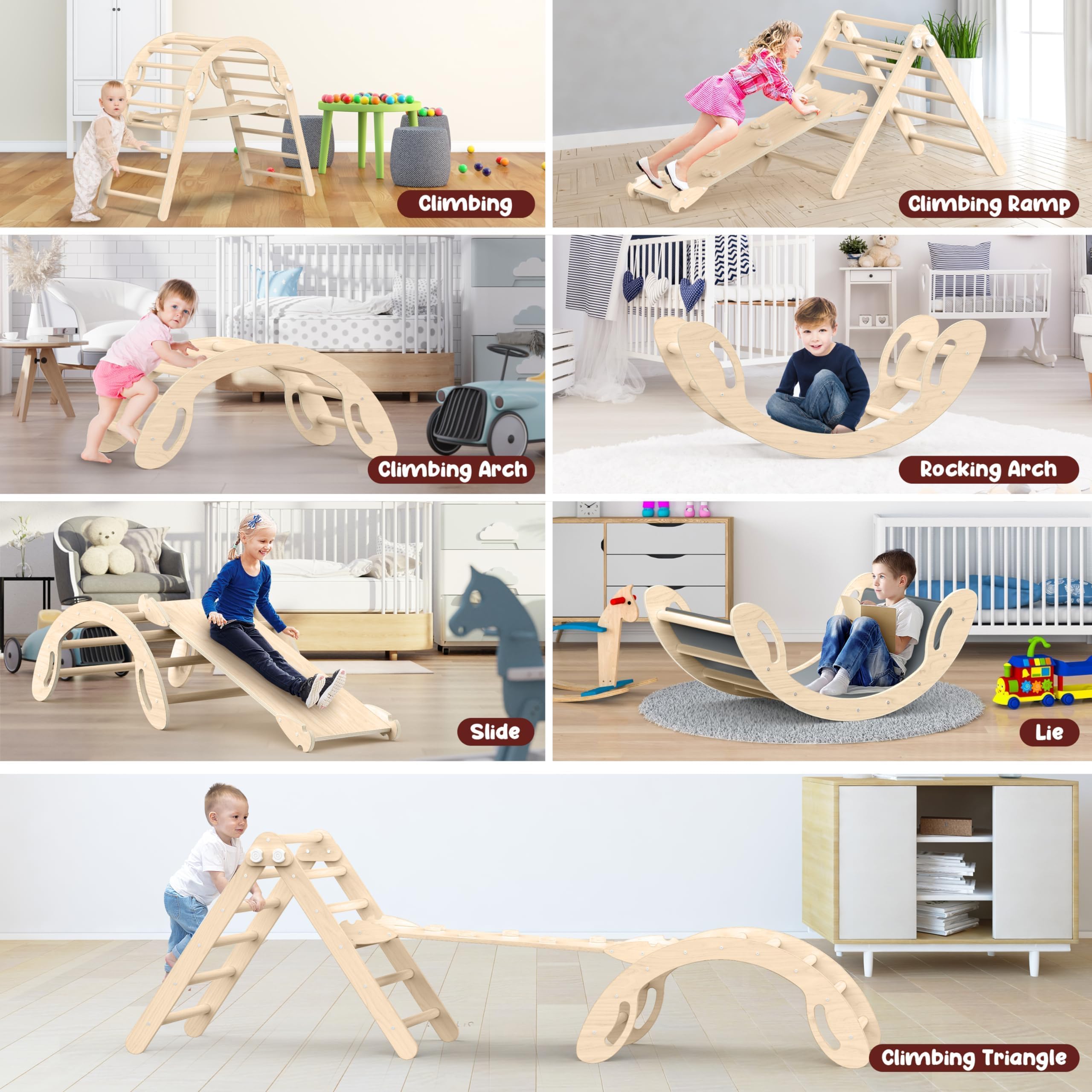 Set de Triángulo de Escalada Montessori Pikler, Juguetes de - Imagen 8