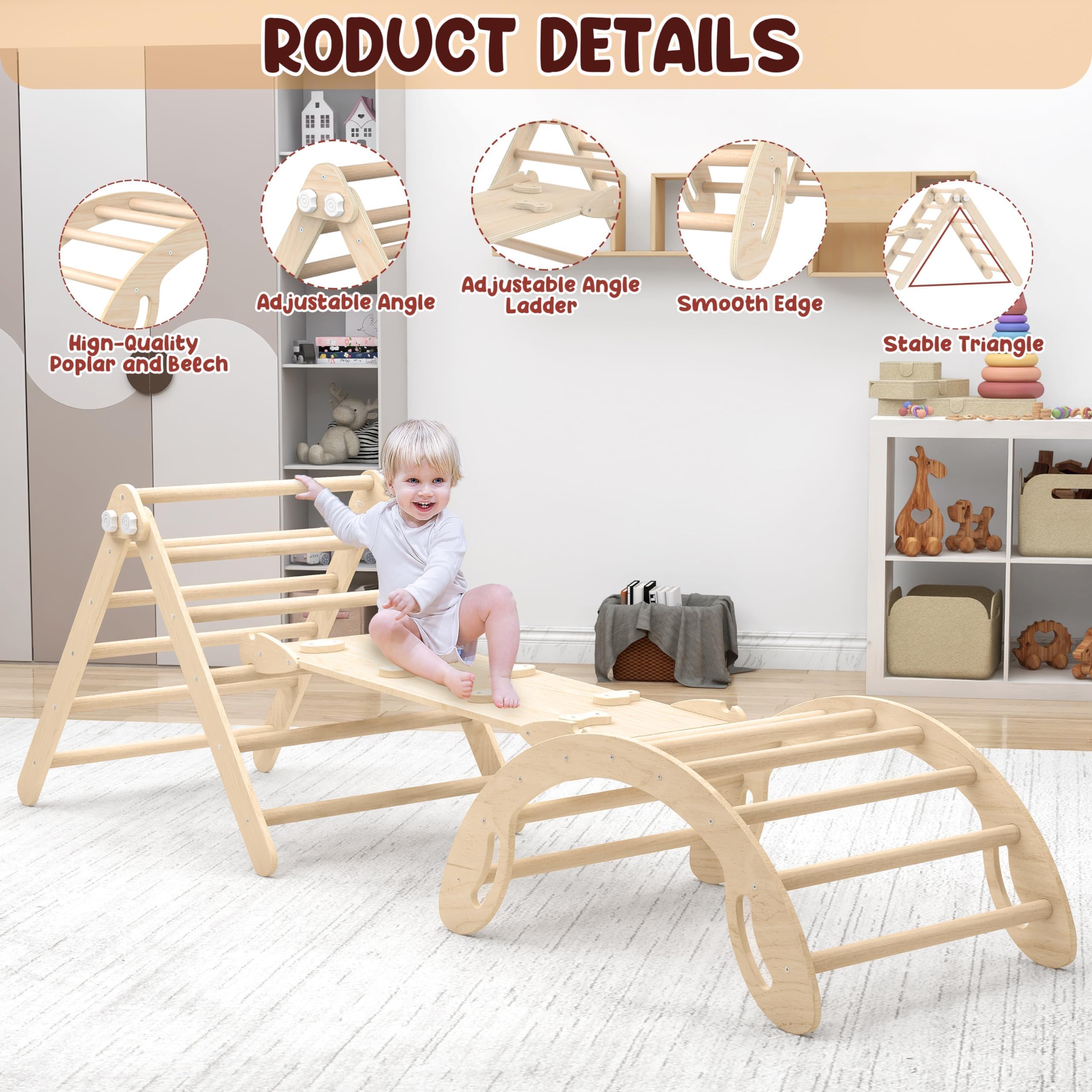 Set de Triángulo de Escalada Montessori Pikler, Juguetes de - Imagen 5