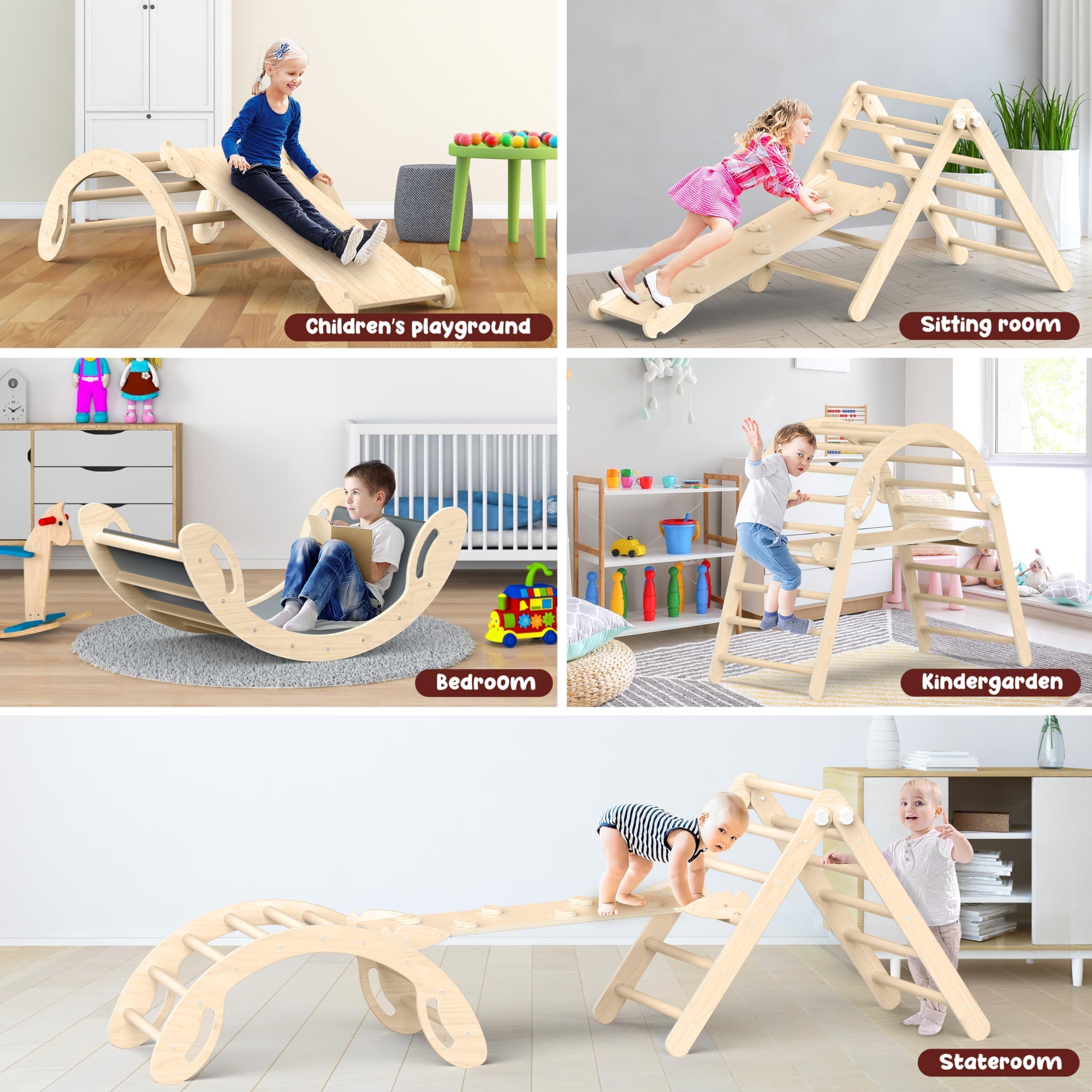 Set de Triángulo de Escalada Montessori Pikler, Juguetes de - Imagen 6