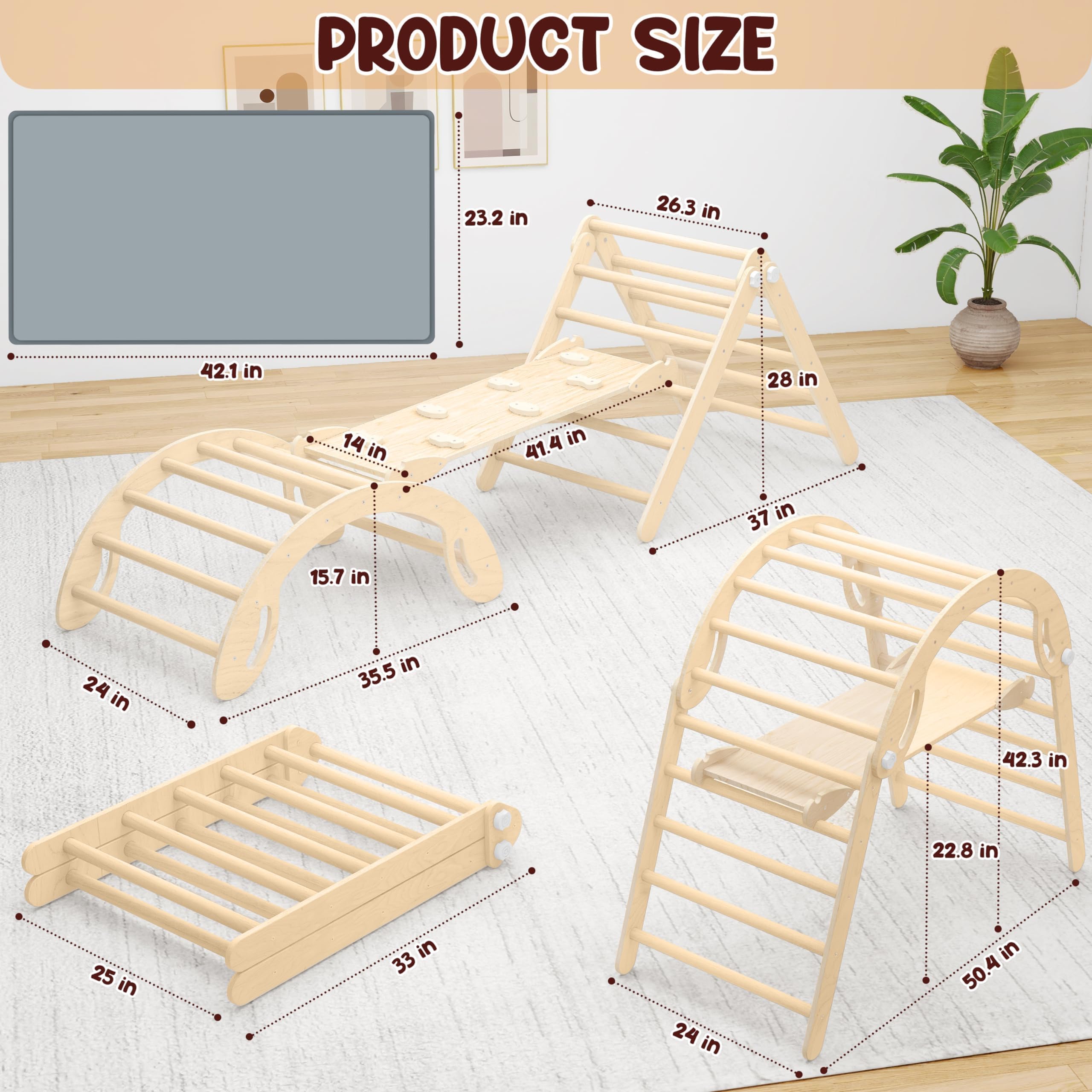 Set de Triángulo de Escalada Montessori Pikler, Juguetes de - Imagen 3