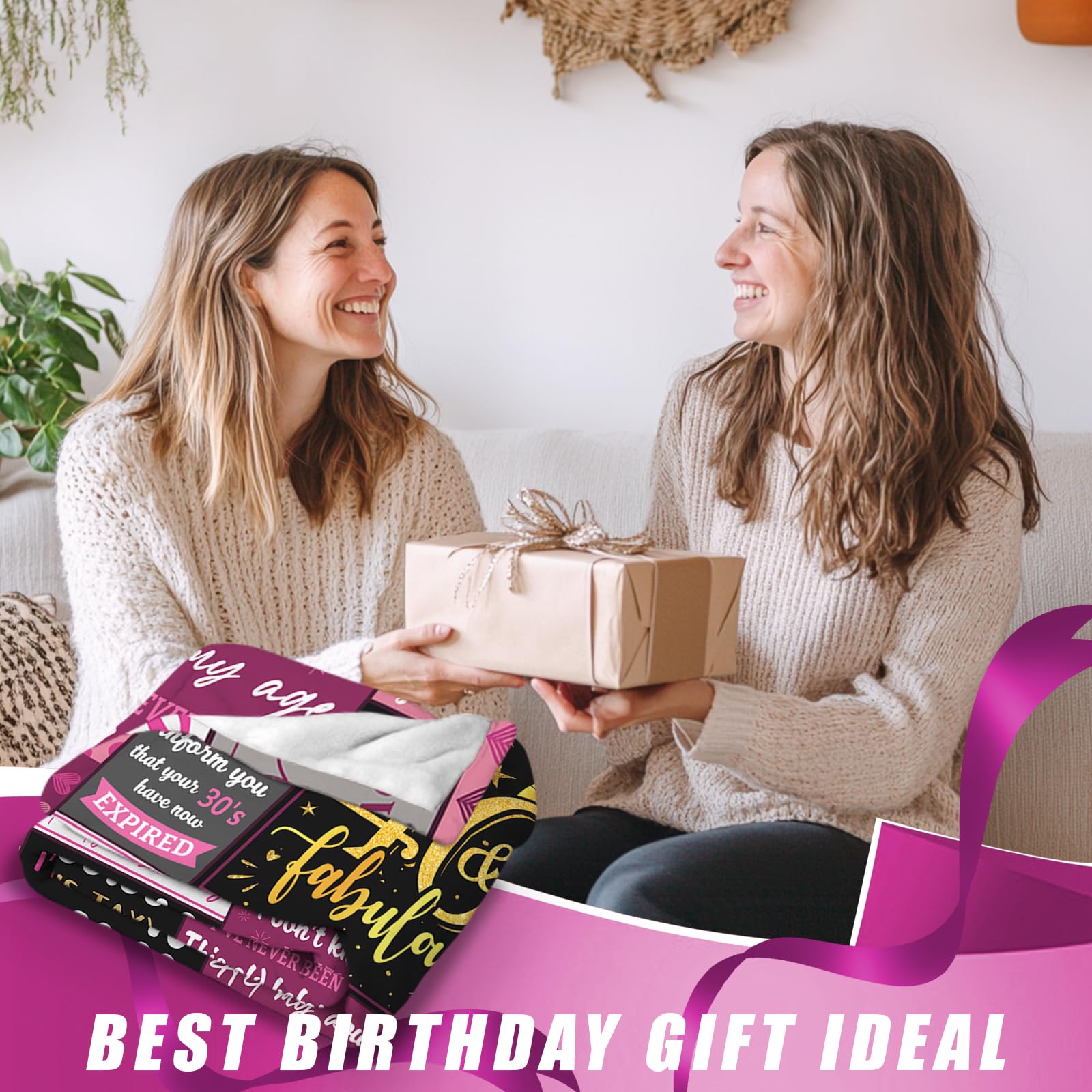 Regalos de 40 cumpleaños para mujeres, Manta de cumpleaños - Imagen 5