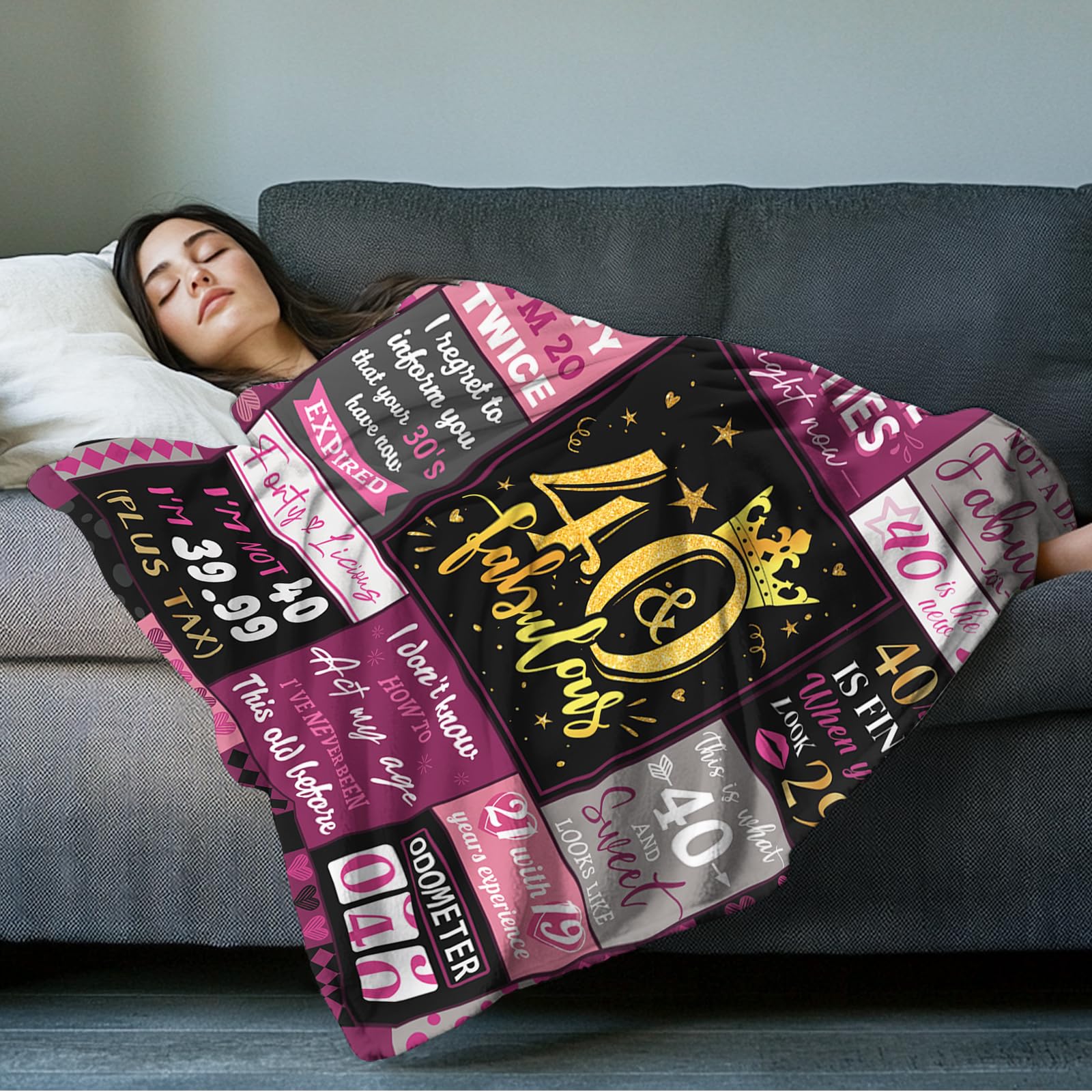 Regalos de 40 cumpleaños para mujeres, Manta de cumpleaños - Imagen 4