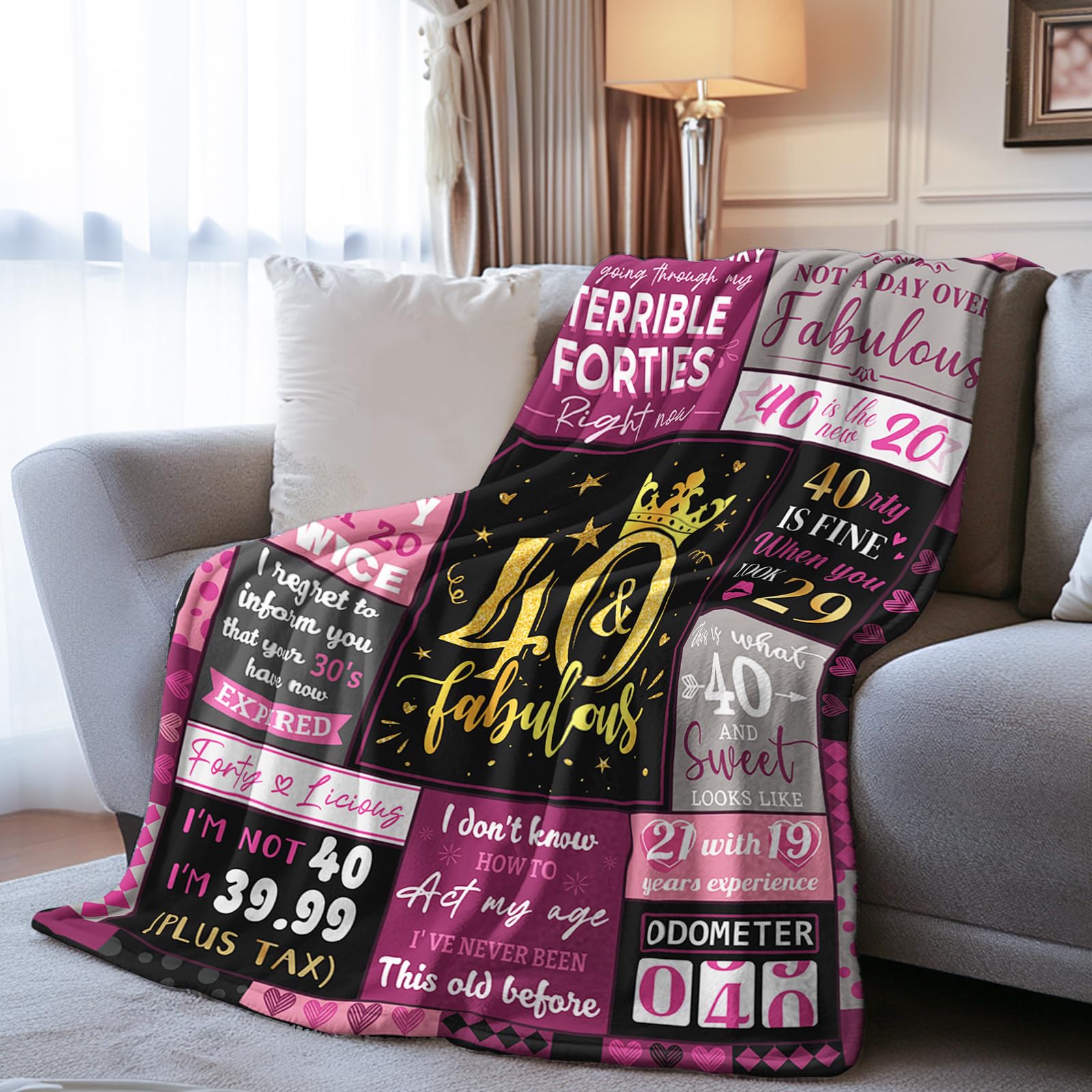 Regalos de 40 cumpleaños para mujeres, Manta de cumpleaños - Imagen 3