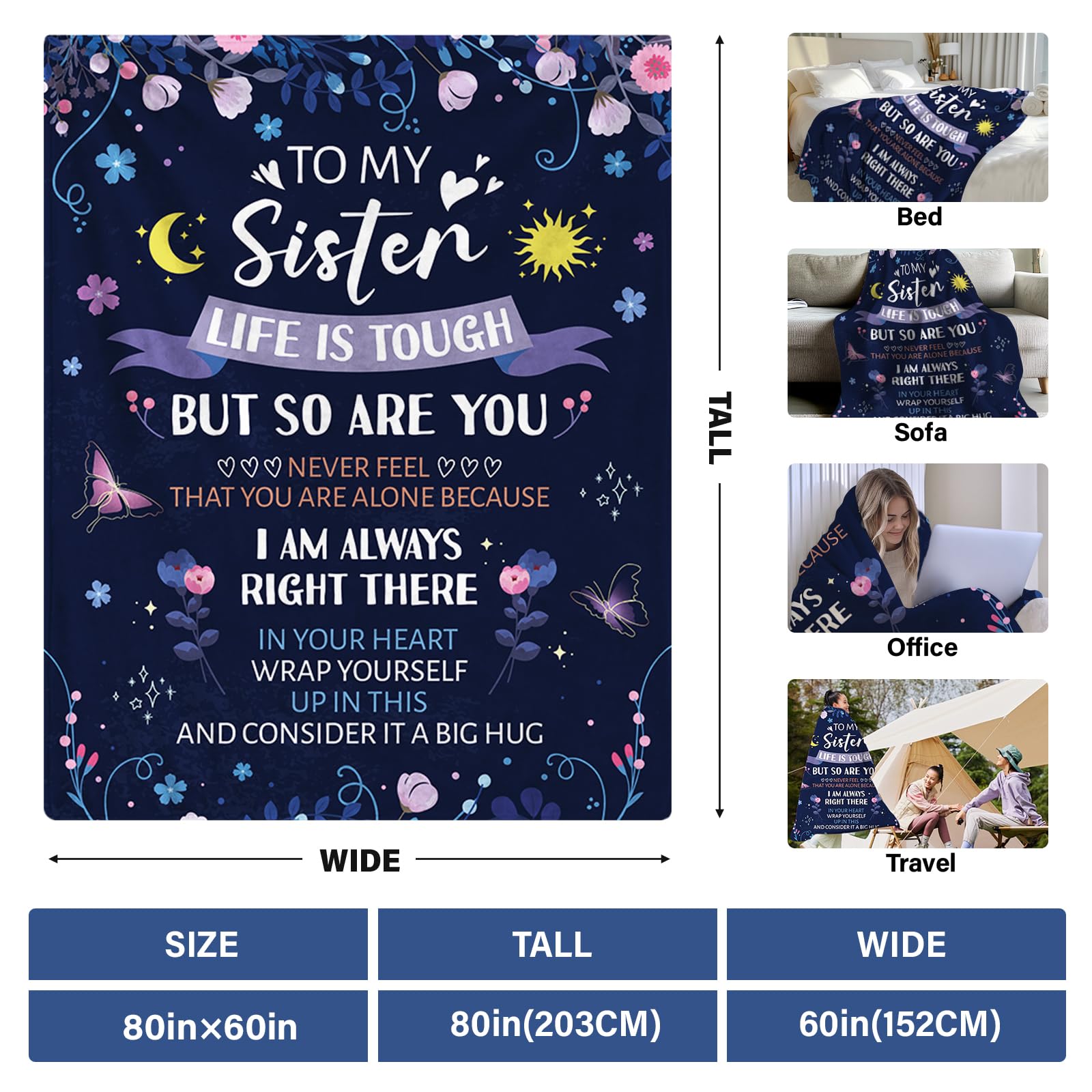 Manta para Hermana, Regalo de Cumpleaños para Hermana, - Imagen 7