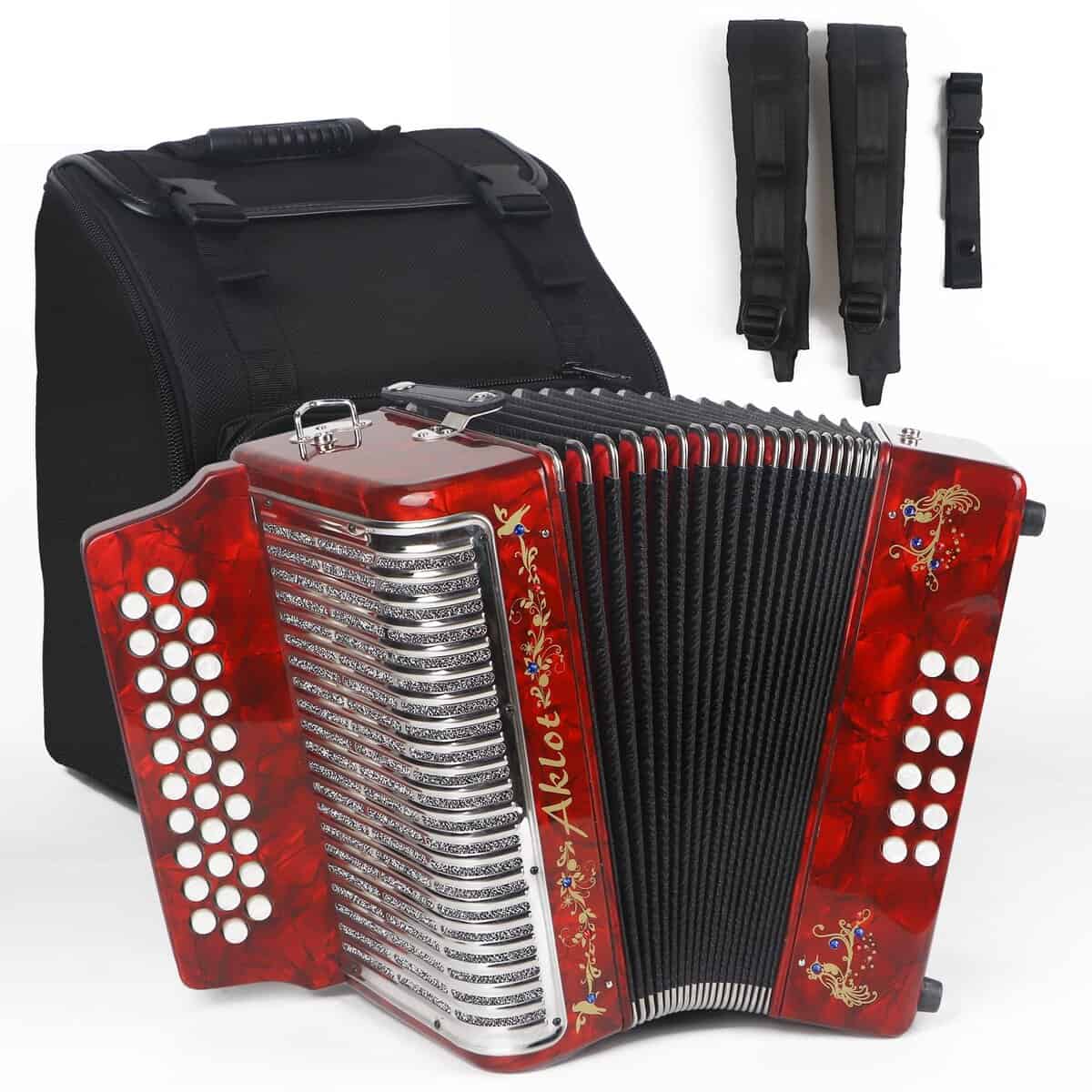 Acordeón de 31 Teclas y 12 Bajos Aklot, G/C/F, Cuerpo de