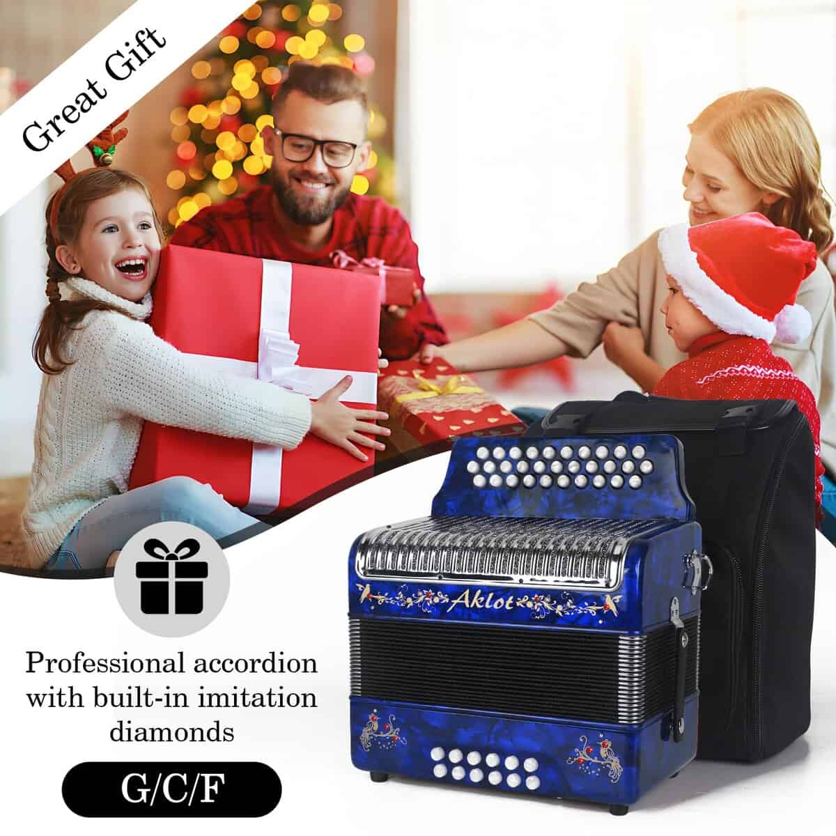 Acordeón de 31 Teclas 12 Bajos AKLOT, G/C/F, Cuerpo de - Imagen 7