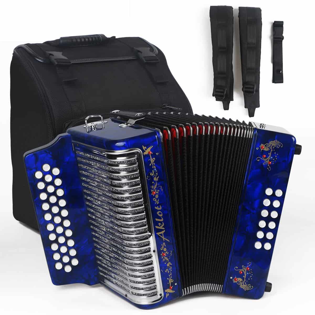Acordeón AKLOT de 31 teclas y 12 bajos, F/B/E, Cuerpo de