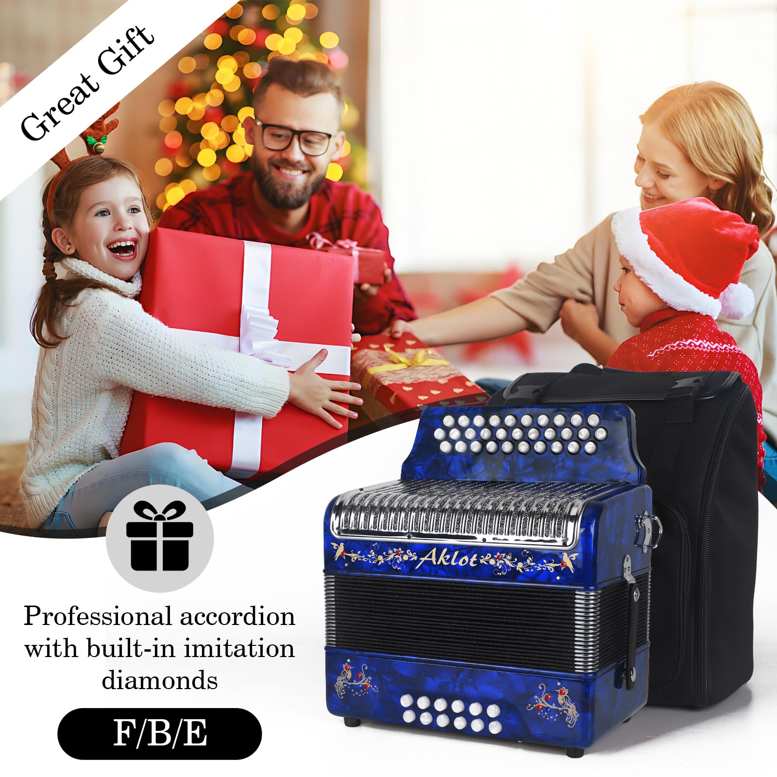 Acordeón AKLOT de 31 teclas y 12 bajos, F/B/E, Cuerpo de - Imagen 7
