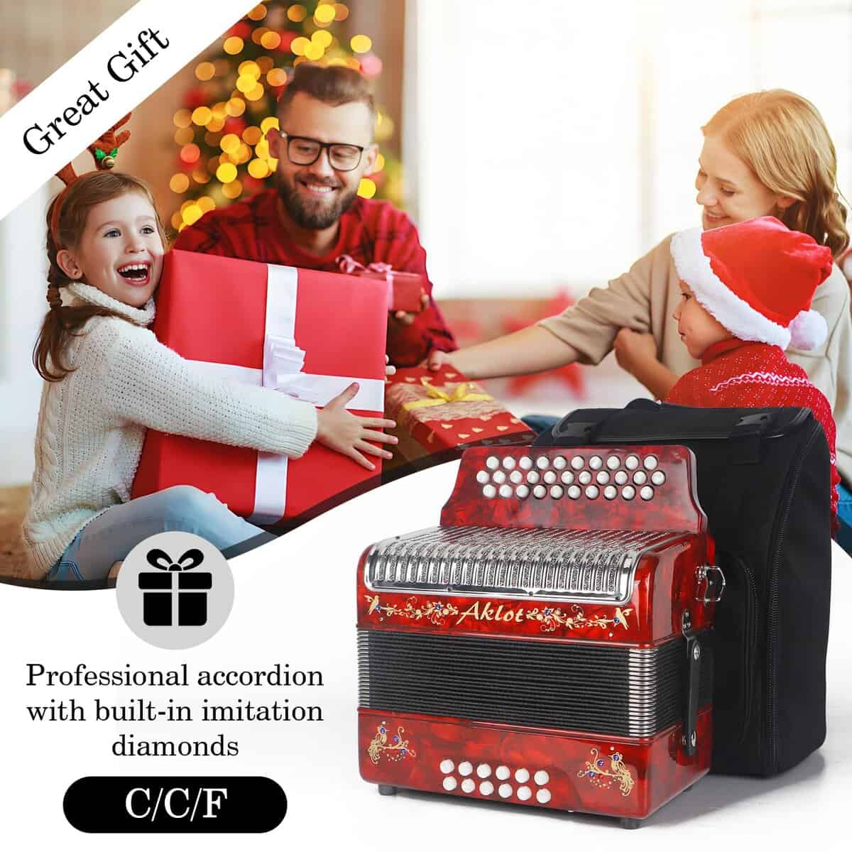 Acordeón de 31 Teclas y 12 Bajos Aklot, G/C/F, Cuerpo de - Imagen 7