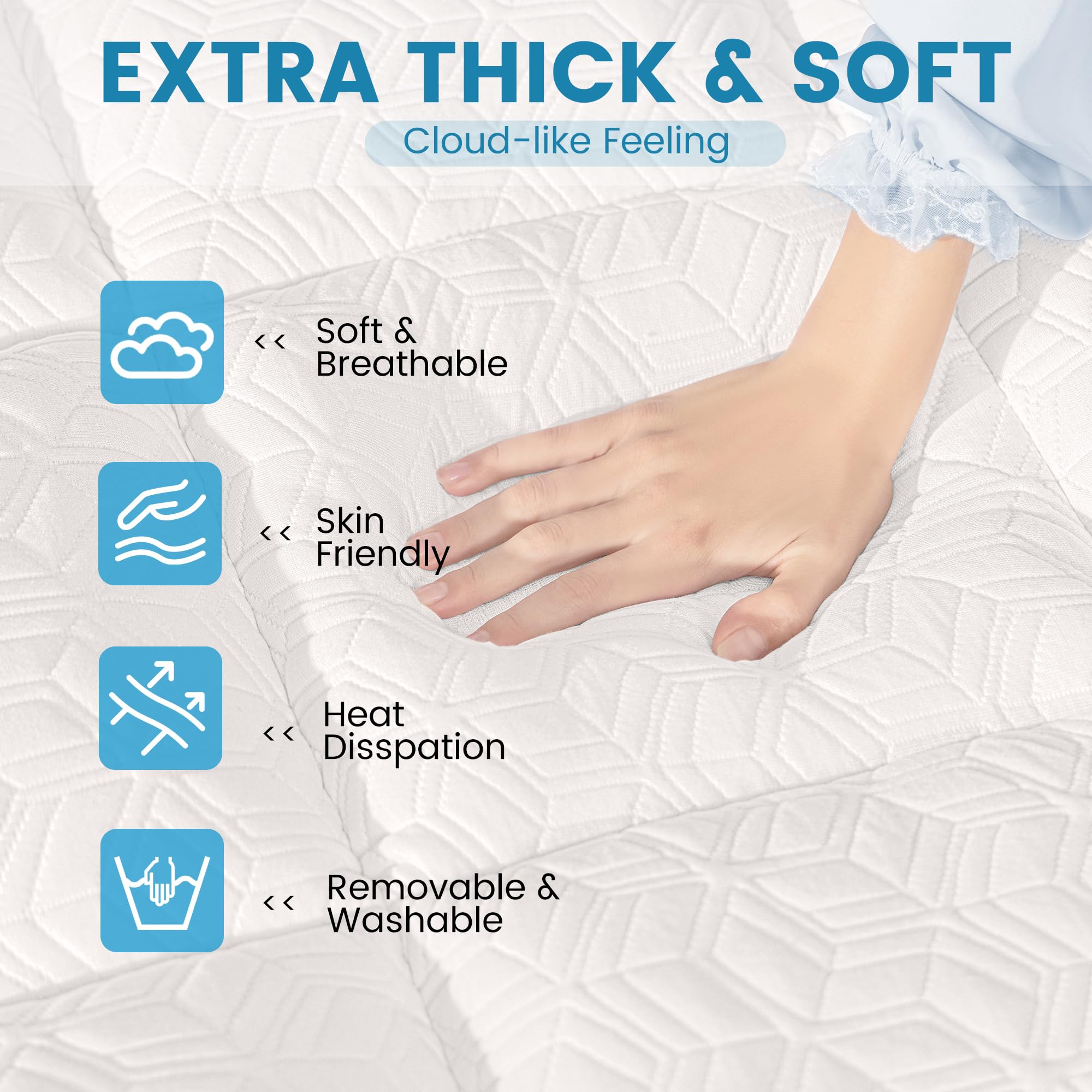 Topper de Colchón de 3 Pulgadas Tamaño Individual, Topper - Imagen 3