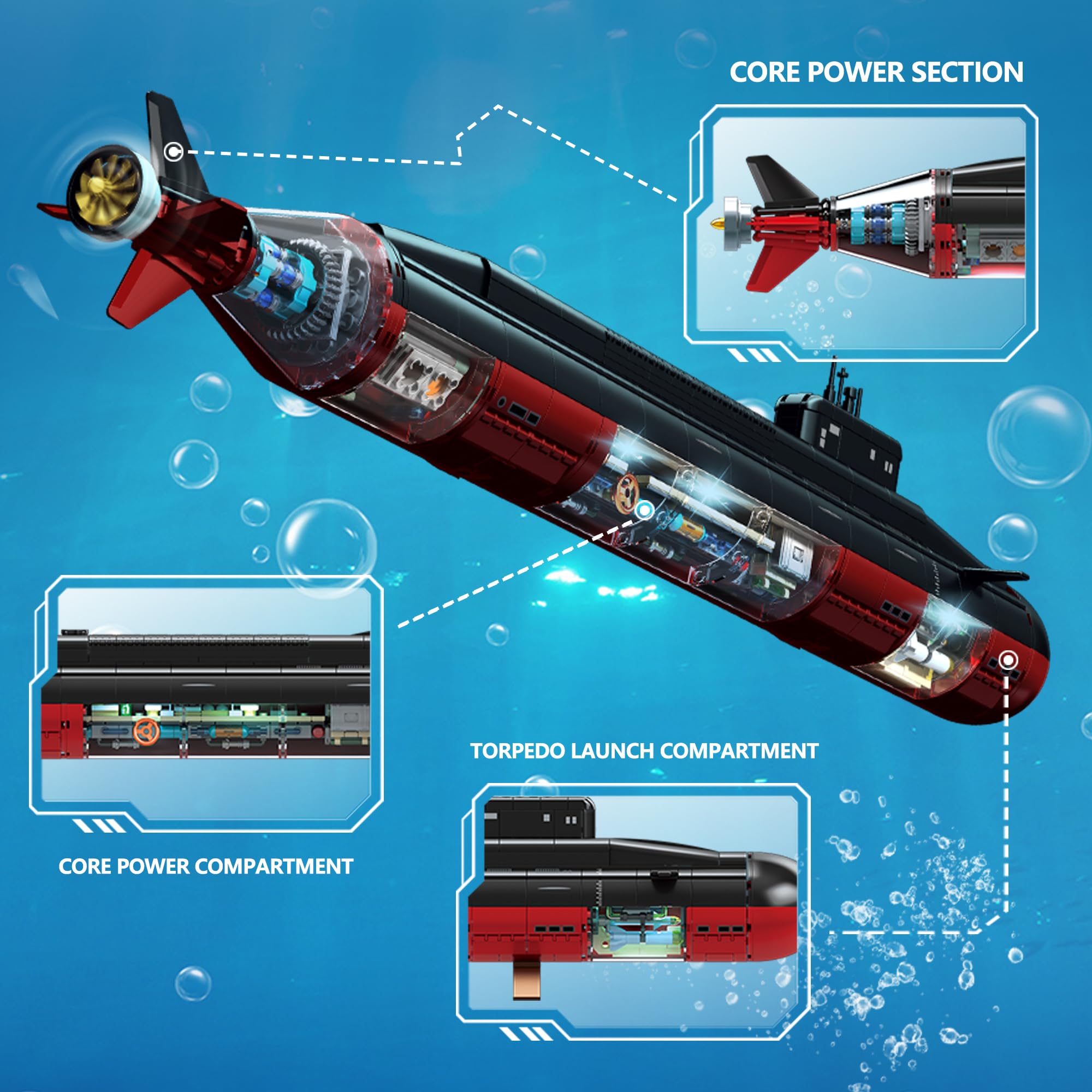 Set de Bloques de Construcción de Submarino HI-REEKE, - Imagen 5