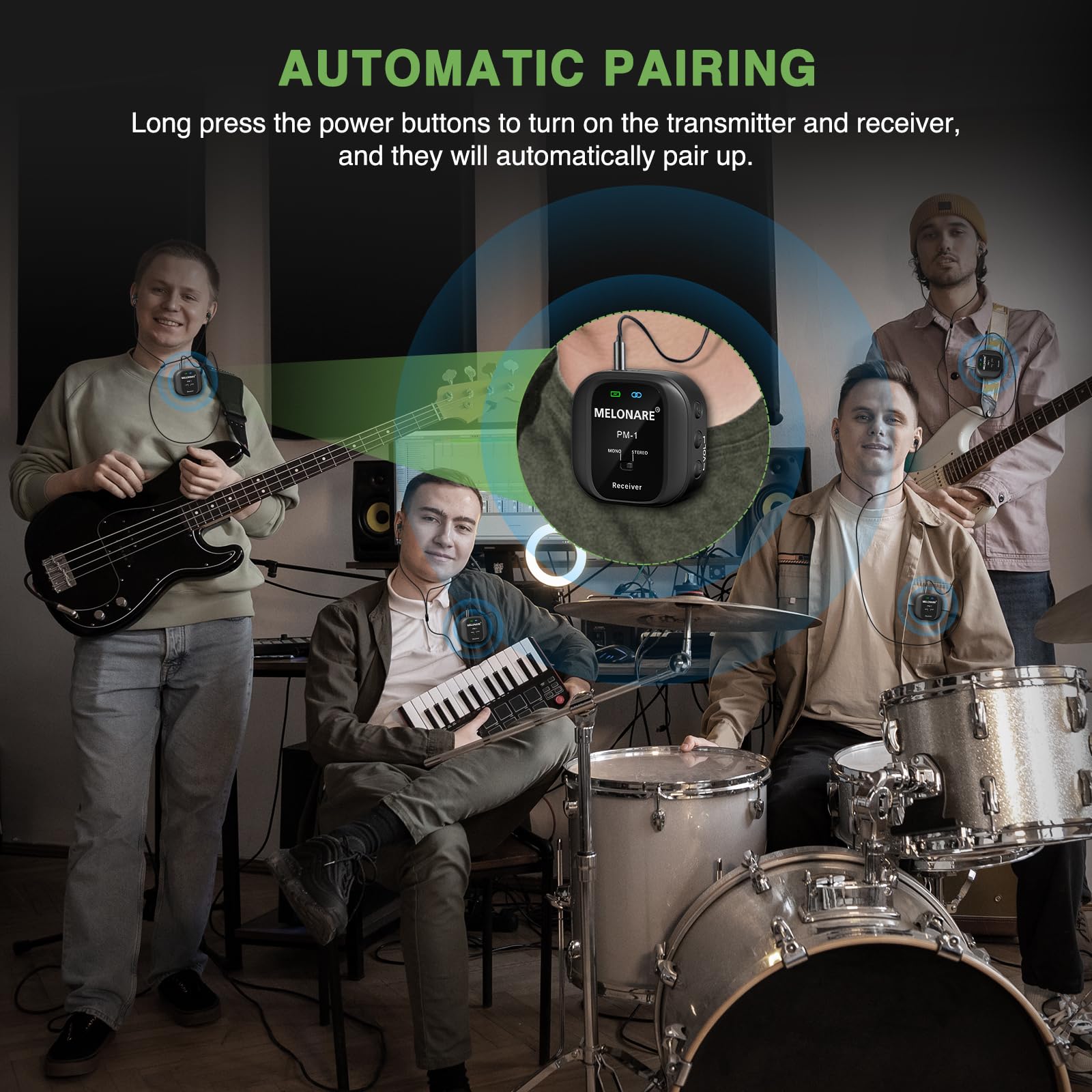 Sistema de Monitor Inalámbrico MELONARE - UHF -Negro - Imagen 5