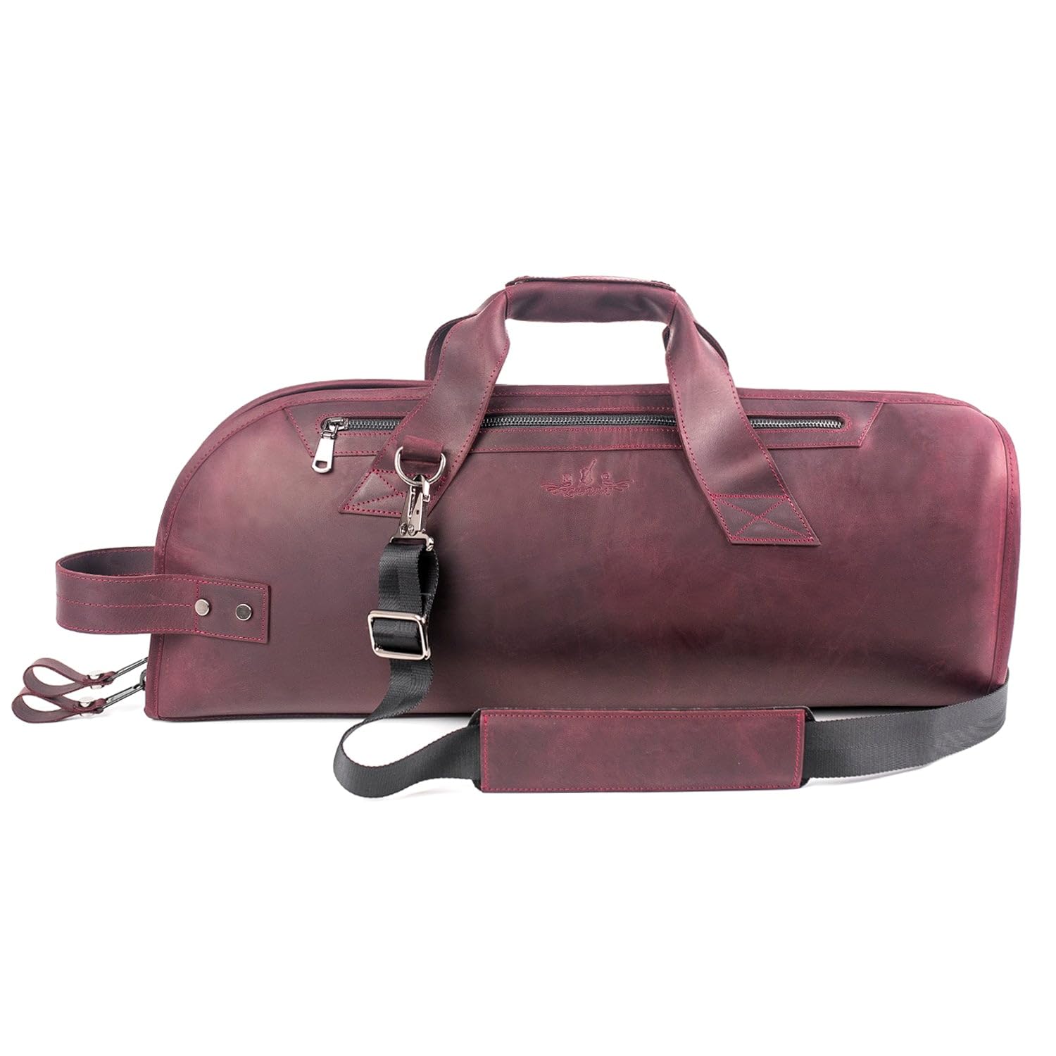 Funda para trompeta de cuero. Acolchada, ligera y -marsala