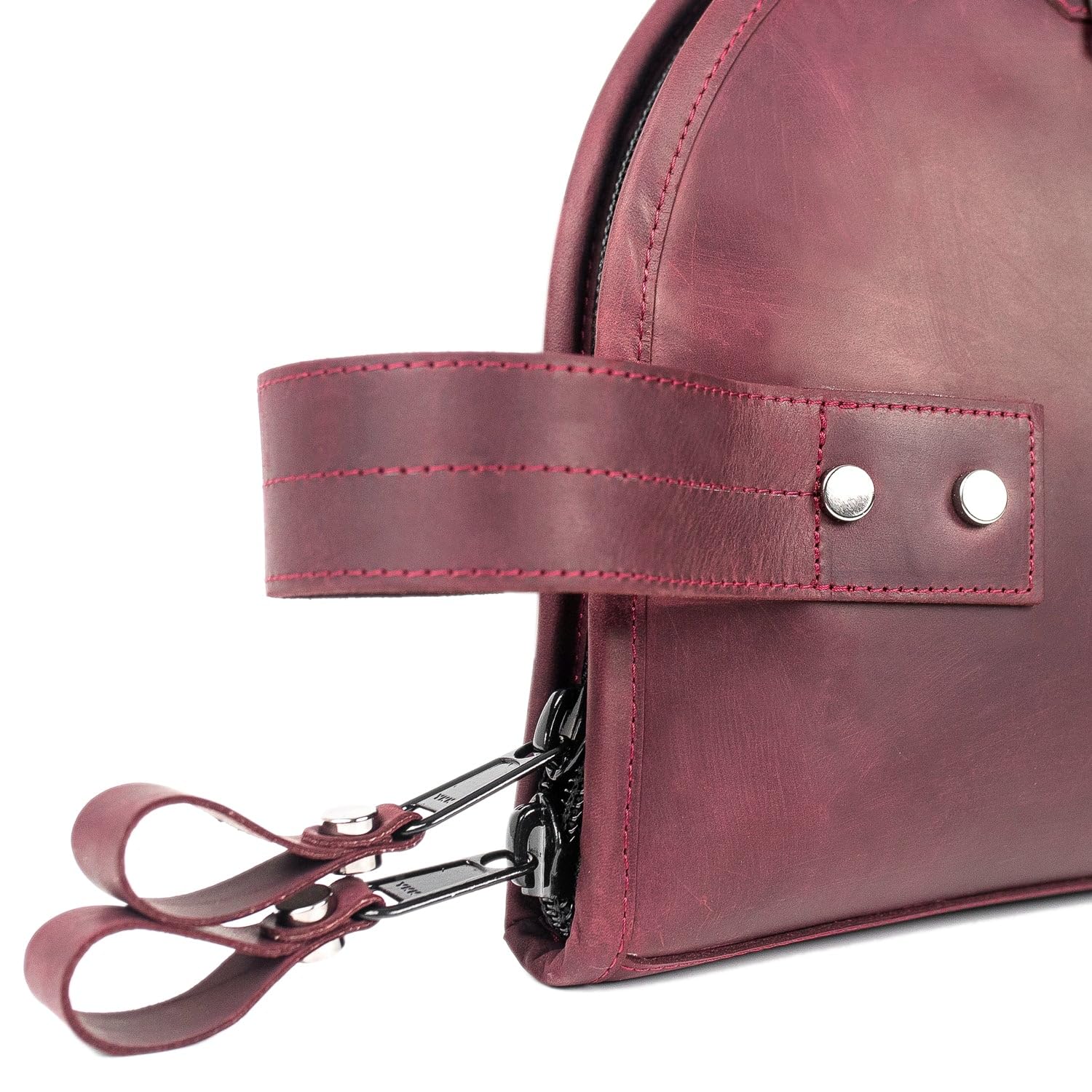 Funda para trompeta de cuero. Acolchada, ligera y -marsala - Imagen 8