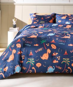 Juego de Edredón Morais Twin, 5 Piezas Azul Dinosaurio