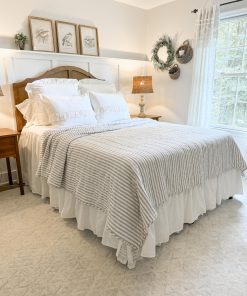 Colcha Queen Piper Classics Timeless Ticking Striped Gris
