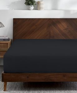 Sábana Ajustable de Jersey de Algodón Orgánico -Negro