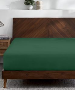 Sábana Ajustable de Jersey de Algodón Orgánico -Verde Bosque