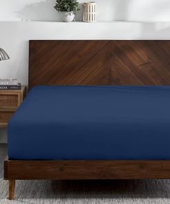 Sábana Ajustable de Jersey de Algodón Orgánico -Azul Oscuro
