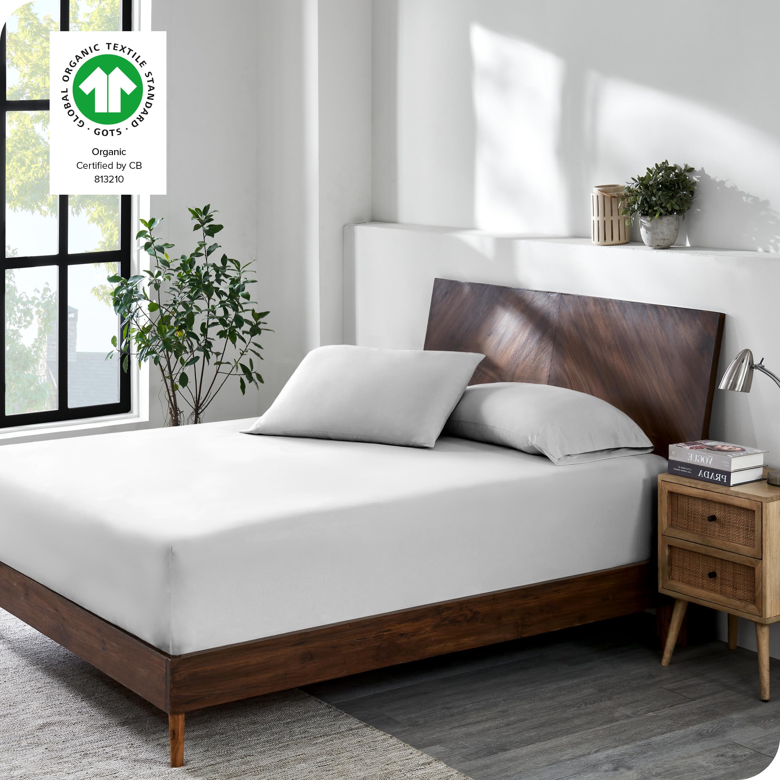 Sábana Ajustable de Jersey de Algodón Orgánico -Gris Nube - Imagen 7