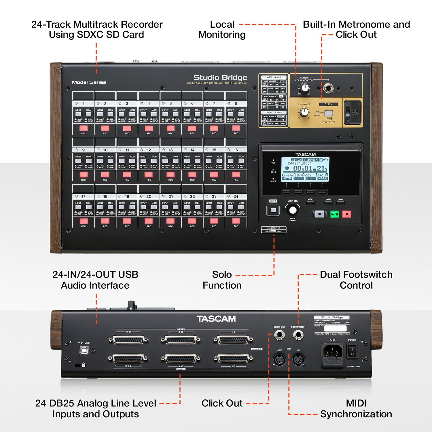 TASCAM Studio Bridge 24-Channel Multi Track Recorder and - Imagen 4