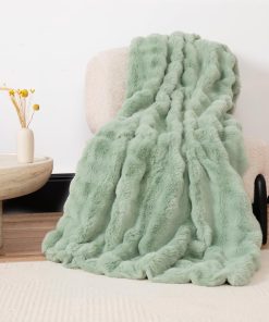 Manta de Piel Sintética KNZE - Suave y Esponjosa Manta de