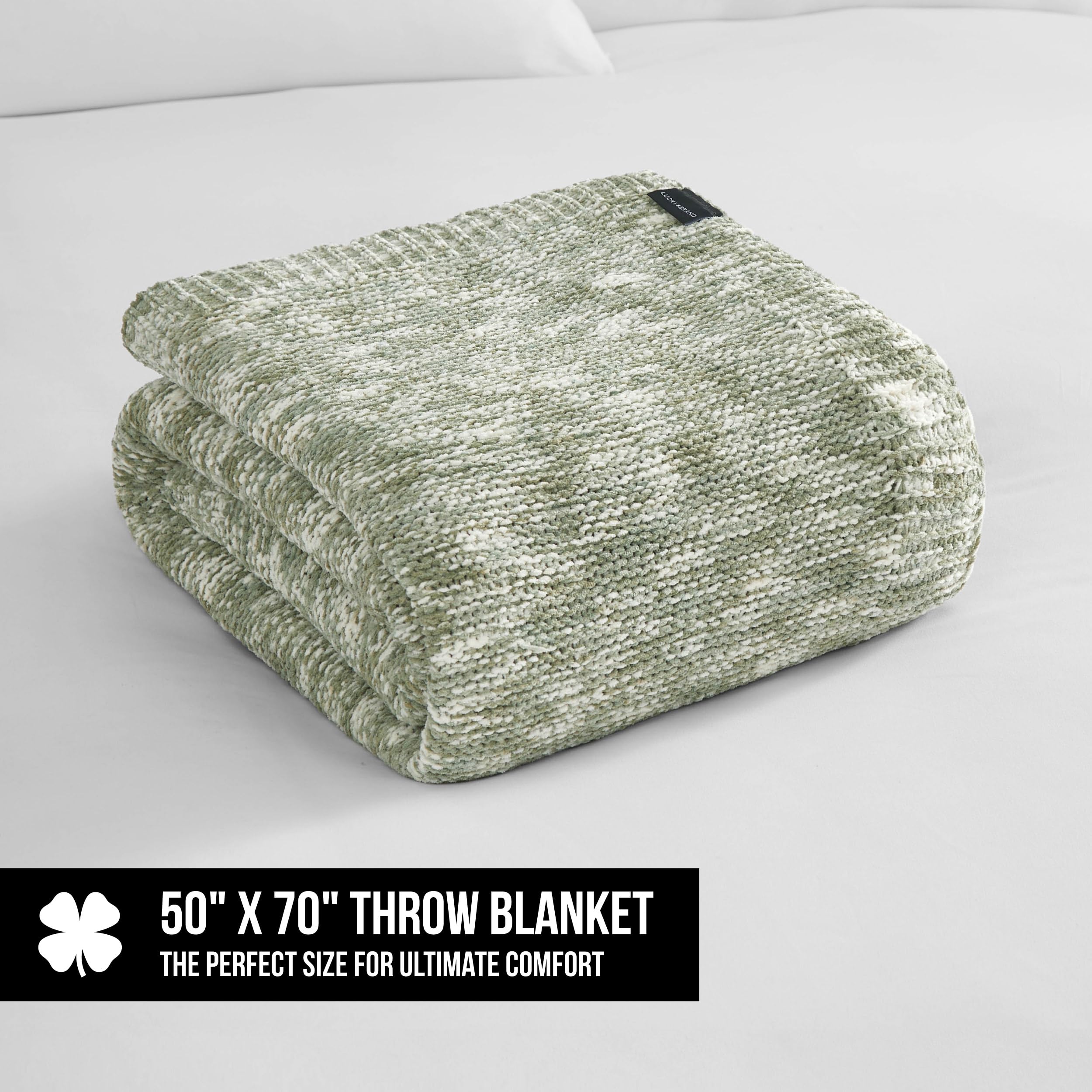 Manta de Lana Chenilla Lucky Brand Logan en Taupe/Sage de - Imagen 3